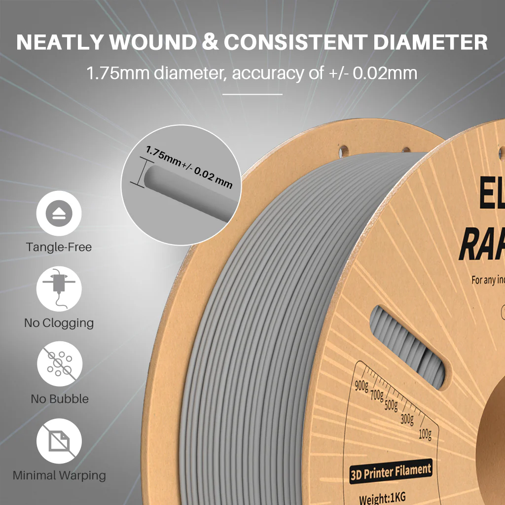 RAPID PLA Plus Filament 1.75mm Grey 10KG - Image 4